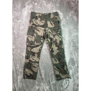 Wrangler Cargo Pants Mens 32x32 Green Army Camo Relaxed Fit Stretch Workwear